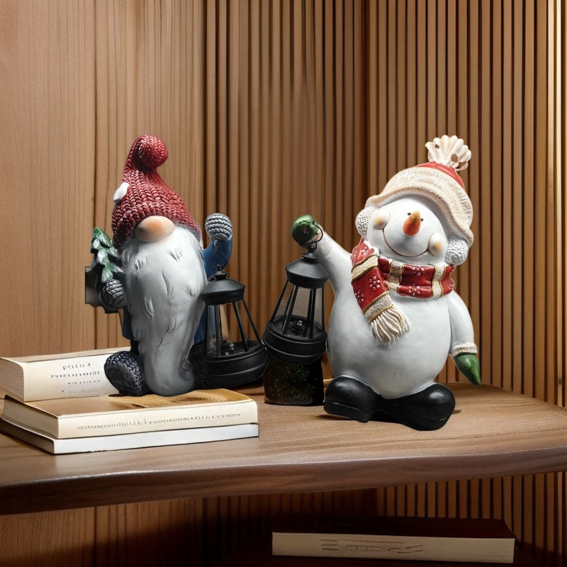 Christmas Snowman Resin Decorative Landscape Lamp