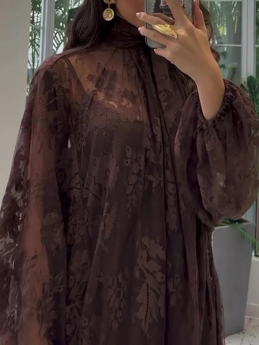 Lace Tie Double Layer Swing Dress