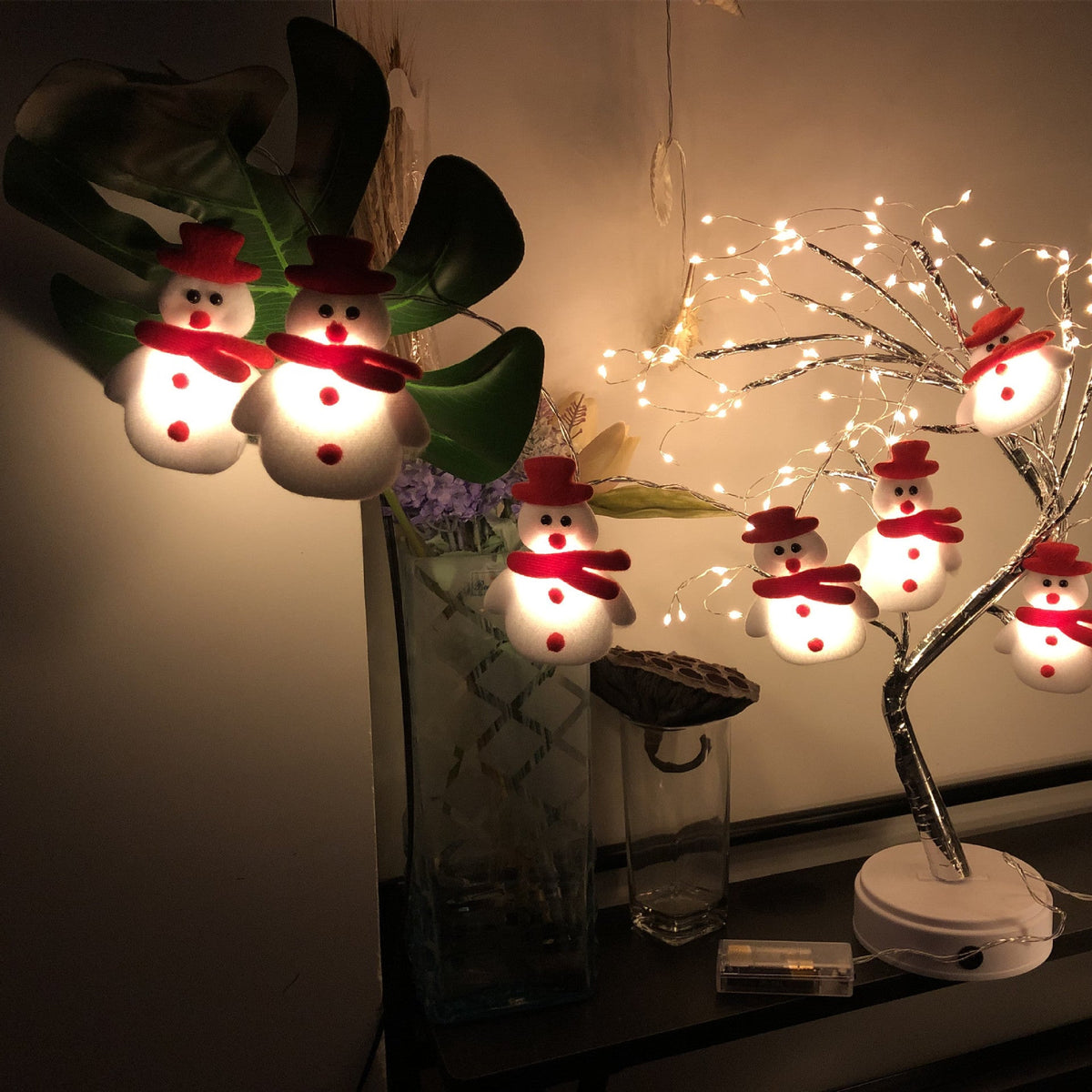 Christmas Plush Snowman Light String Christmas Tree Pendant LED Holiday Party Decoration Lantern