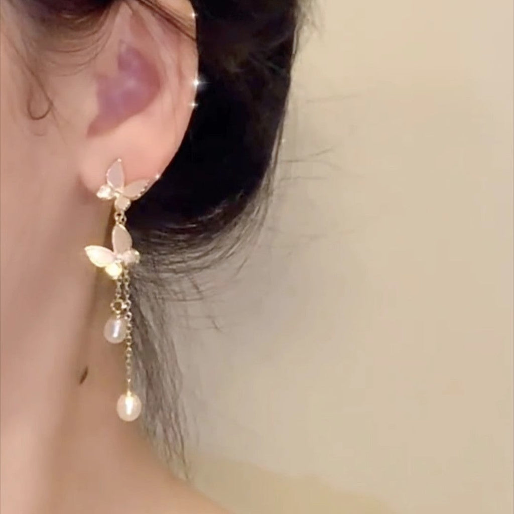 Pearl Butterfly Earrings for Women