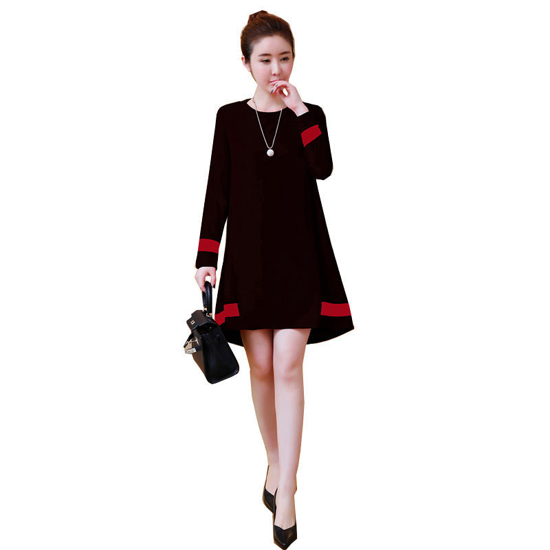Plus Size Women's Long-sleeved Spring And Autumn New Mid-length Loose And Thin A-line Skirt