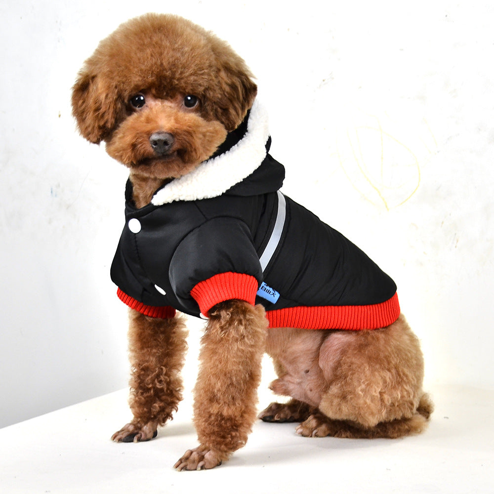 Pet Hooded T-shaped Reflective Silk Cotton-padded Jacket