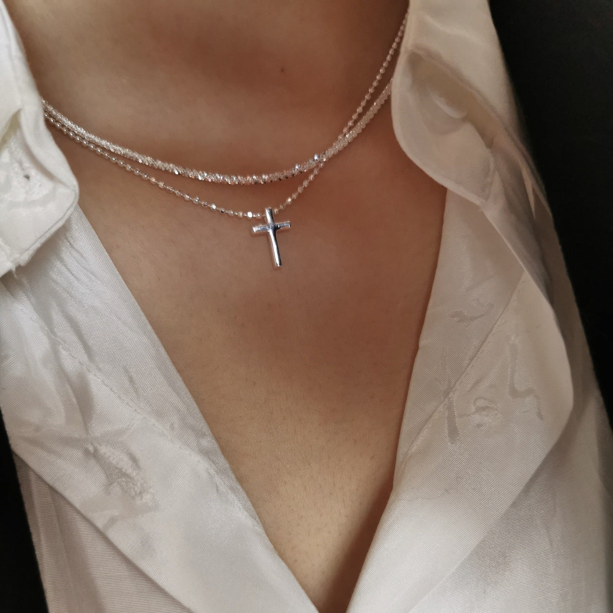 Multi-Layer Cross Zircon Necklaces – Gold & Silver