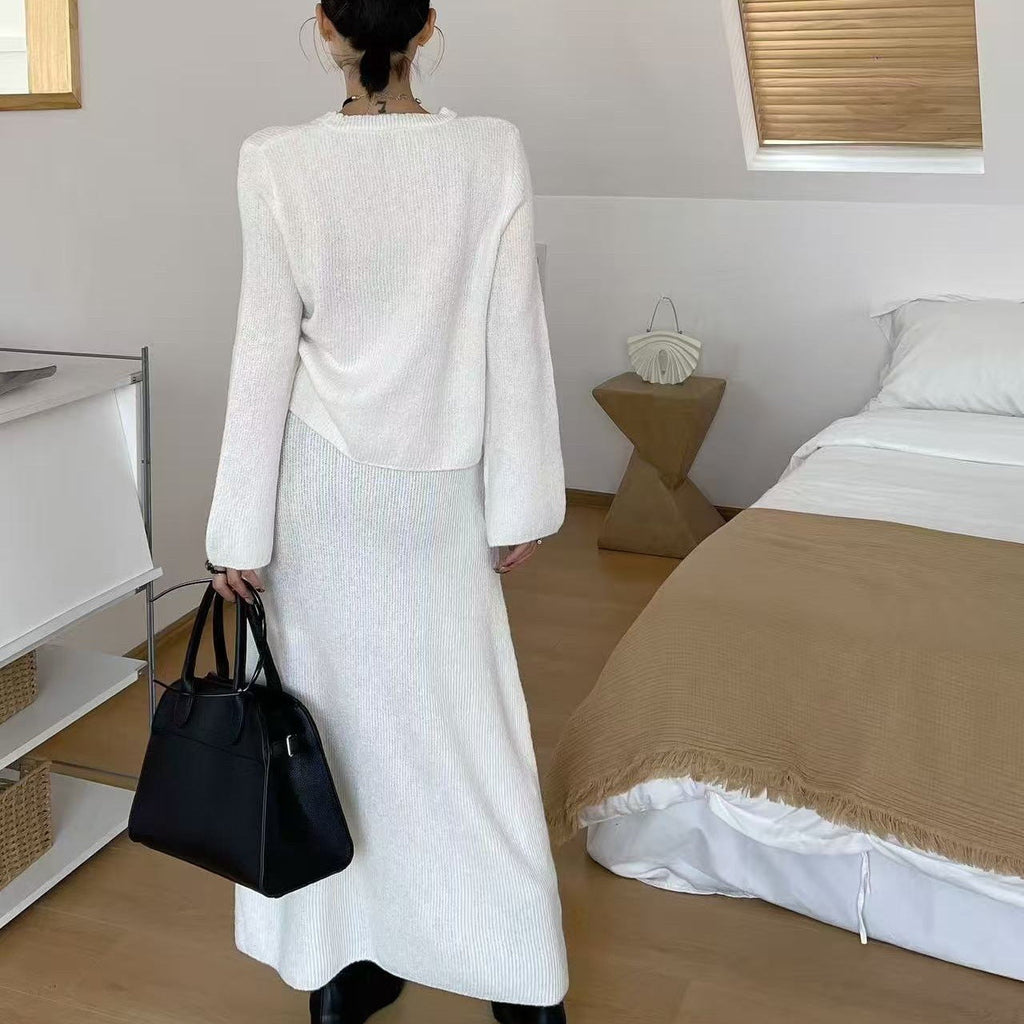 Casual Knitted Sweater Suit Women's Skirt Two-piece Set