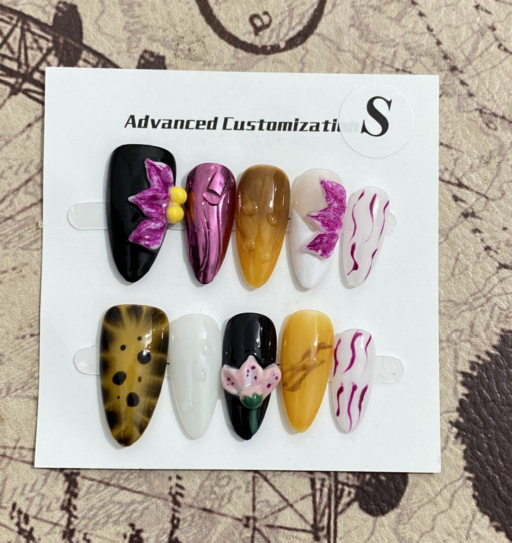 Three-dimensional Carved White High-grade Mid-length Manicure Wear Nail