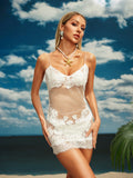 Aerith Spaghetti Floral Lace Mini Dress
