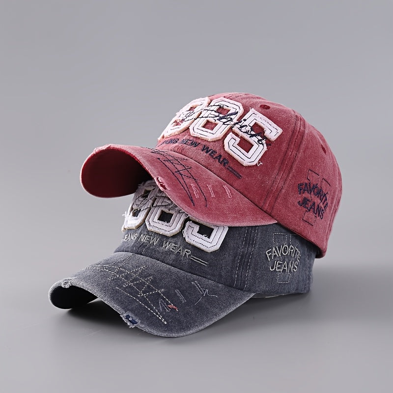 Vintage Lightweight Inspired Distressed Adjustable Baseball Cap with Embroidered Letters