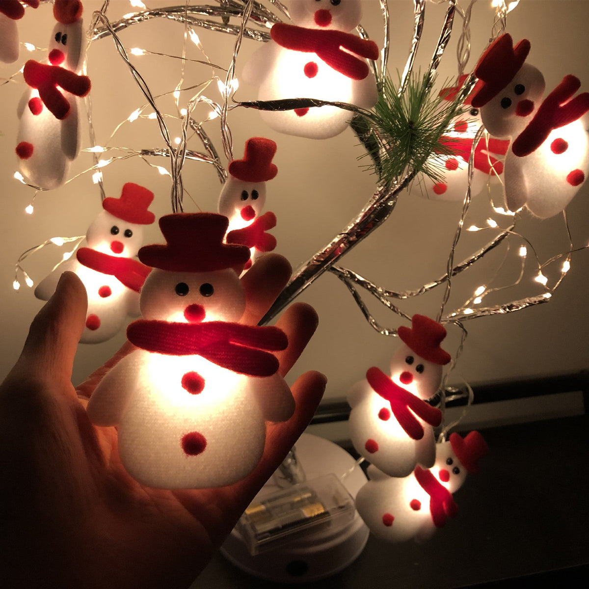 Christmas Plush Snowman Light String Christmas Tree Pendant LED Holiday Party Decoration Lantern