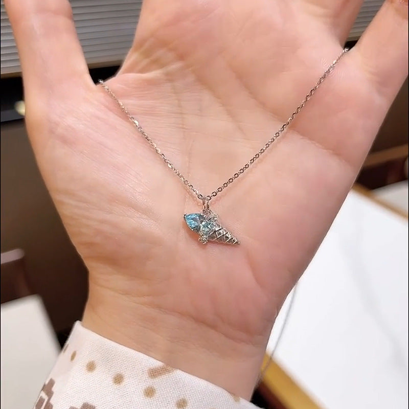 Zircon Ice Cream Pendant Necklace