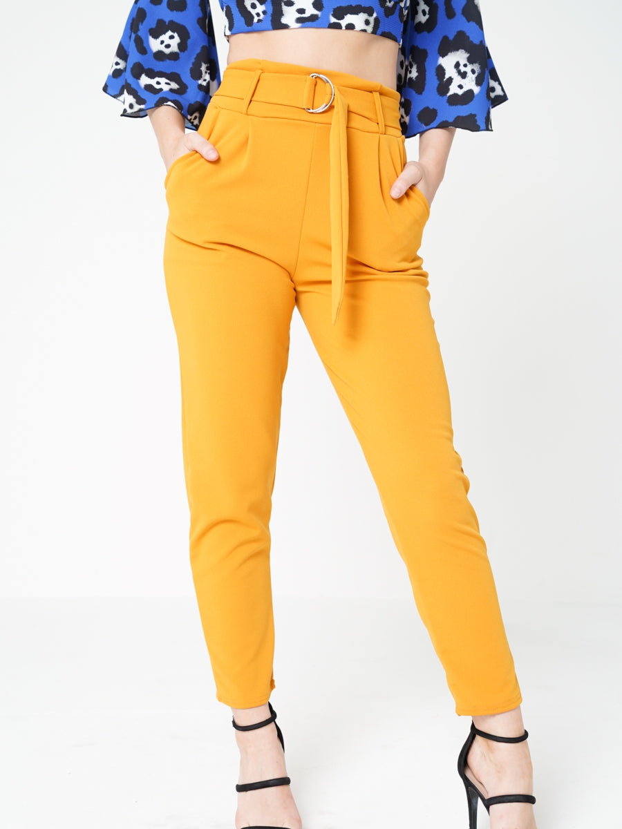 Trousers With Adjustable Buckle Belt