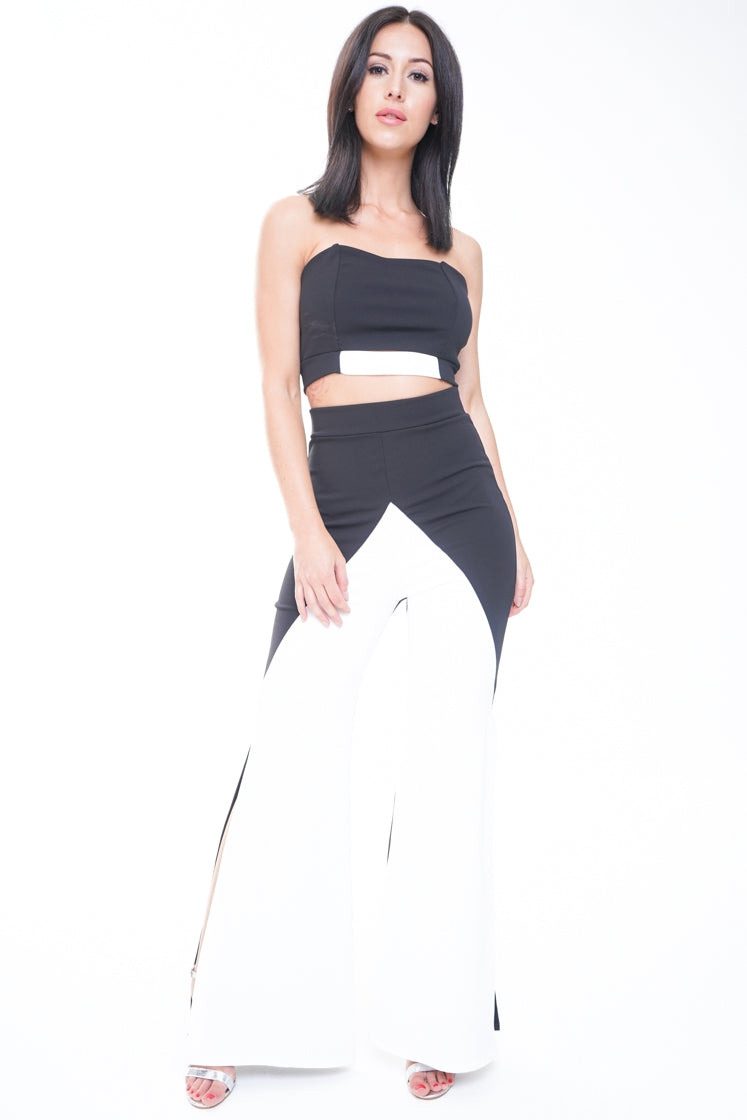 Contrast Colour Block Crop Top & Trouser Co-ord