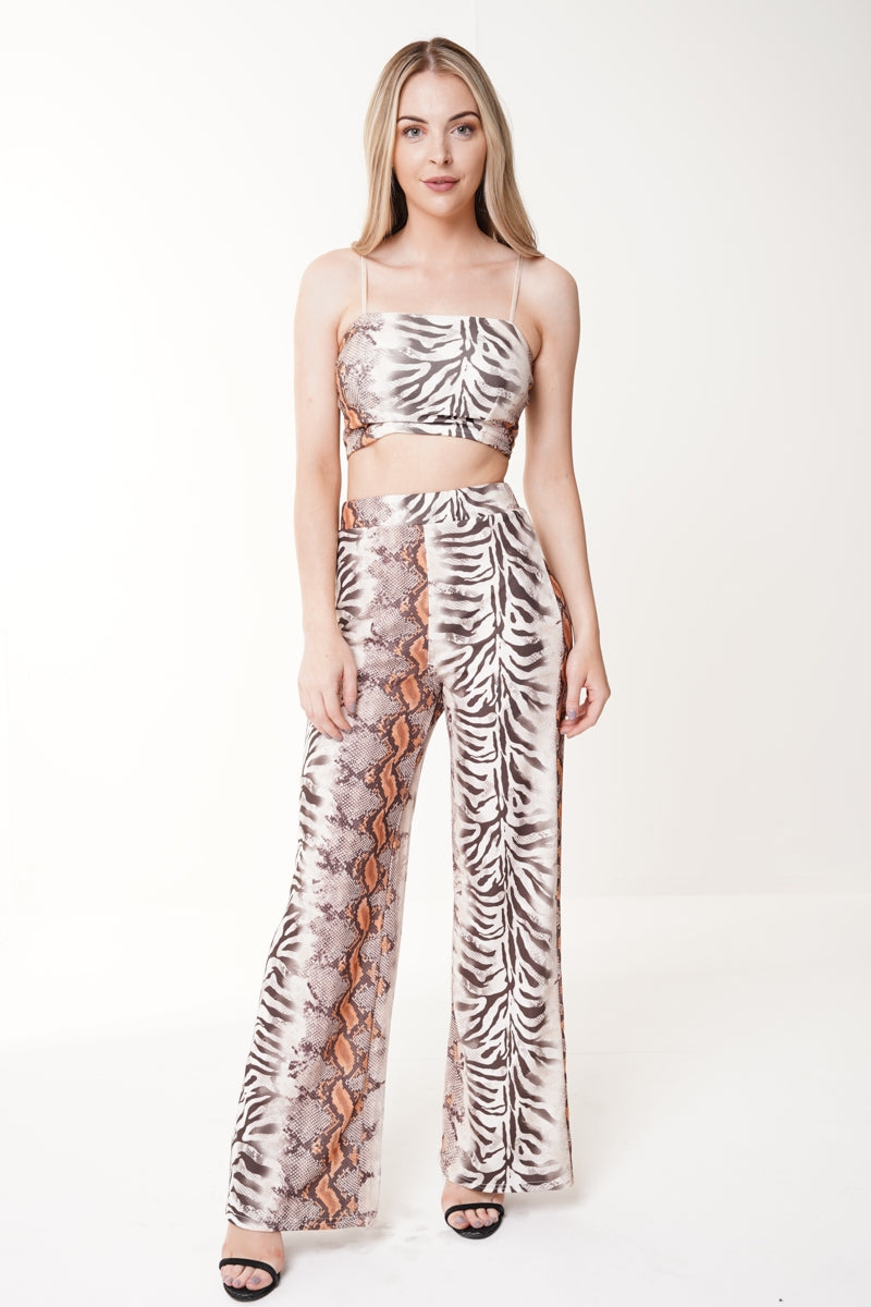 Snake Print Crop Top & Trouser Co-ord