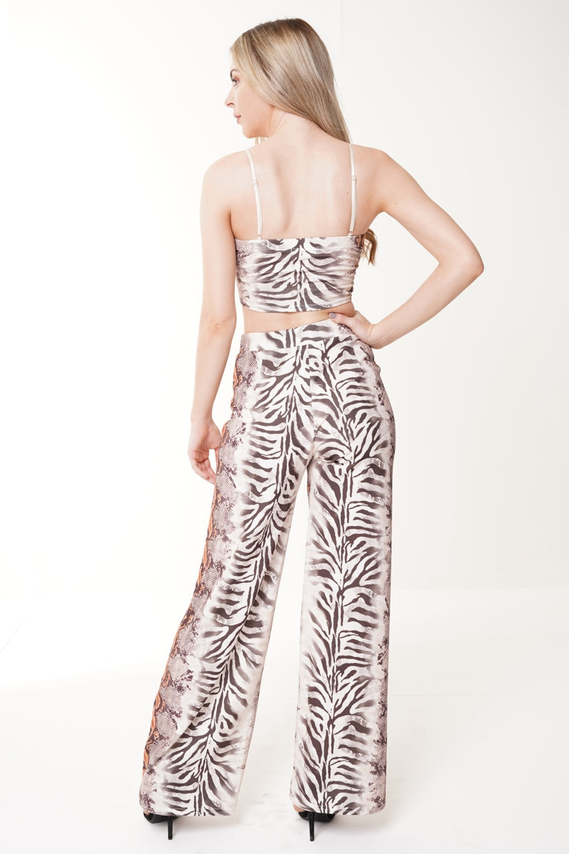 Snake Print Crop Top & Trouser Co-ord
