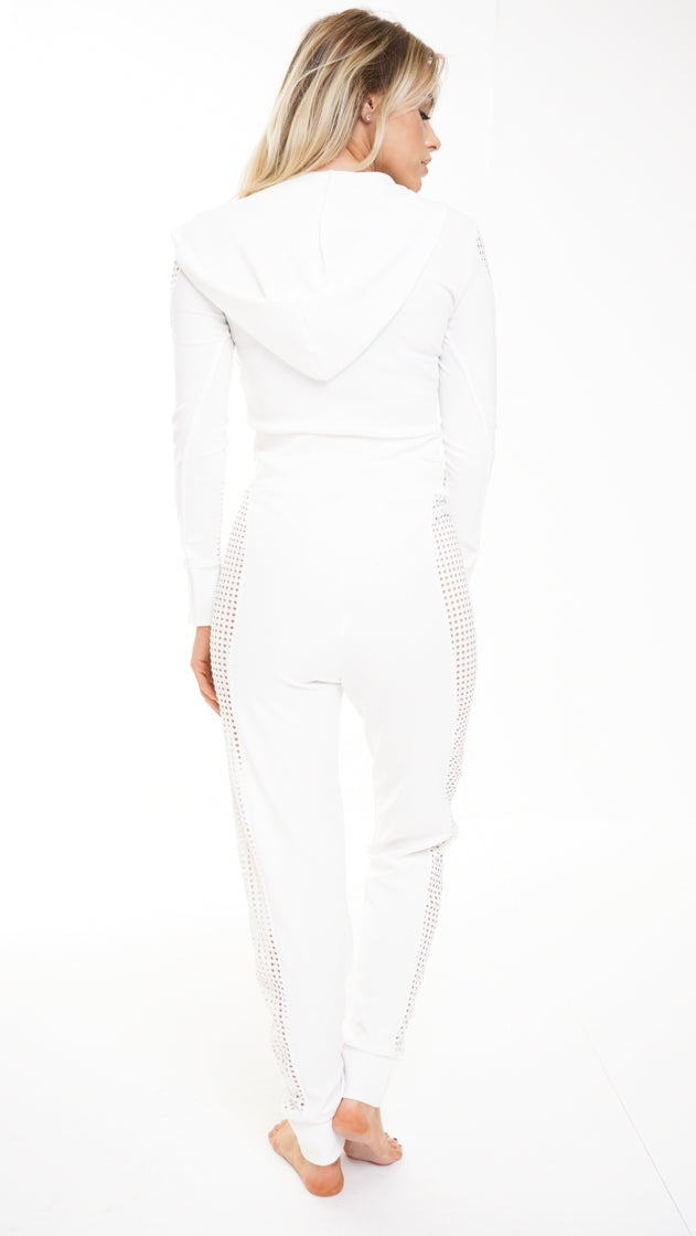 Crochet Net Panel Hooded Tracksuit