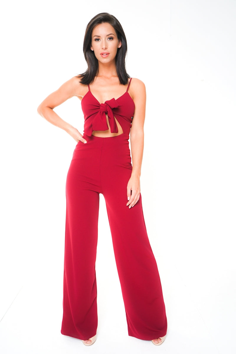 Cut Out Knot Front Cami Jumpsuit