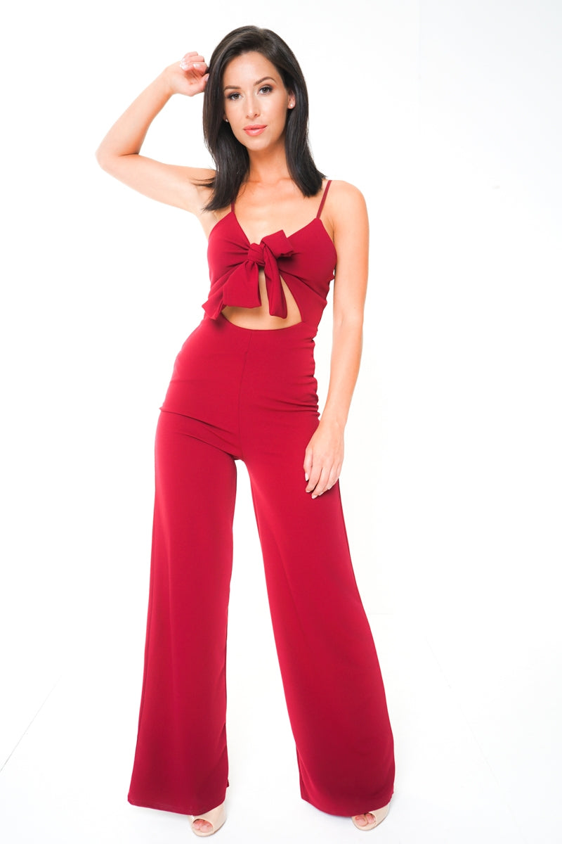 Cut Out Knot Front Cami Jumpsuit