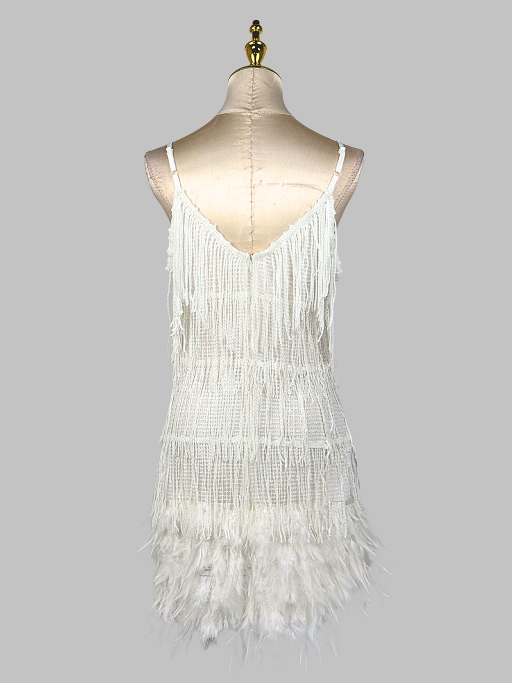 Austyn Tassel Feather Mini Dress In White