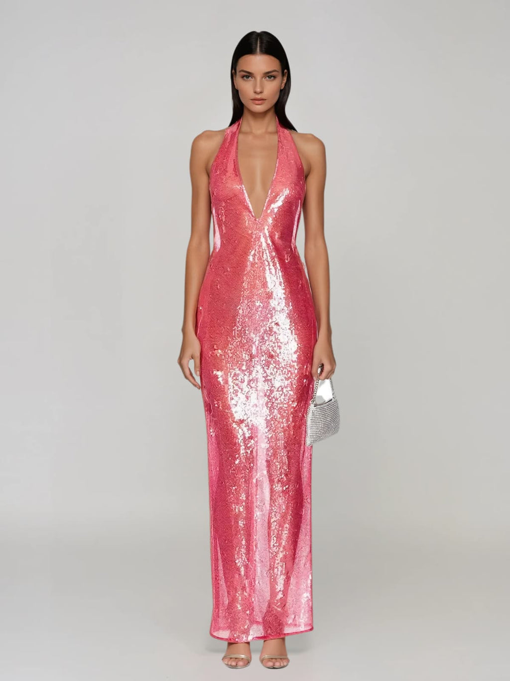 Avenor Plunge Neck Sequin Maxi Dress