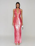 Avenor Plunge Neck Sequin Maxi Dress