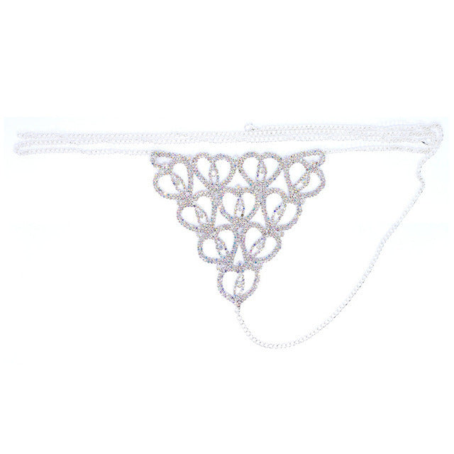 Accessories Rhinestone Claw Chain Body Chain Heart Shaped Sexy Bikini Panties
