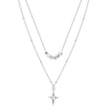 Double Layer Opal Cross Necklace