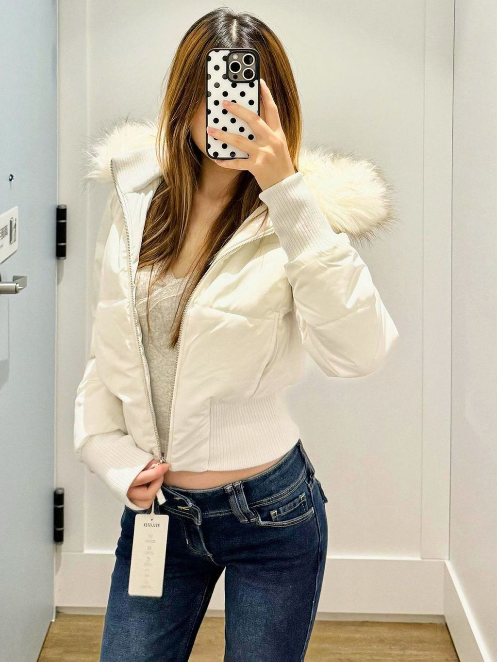 Women's Versatile American Retro Fur-collar Hooded Short Cotton Jacket