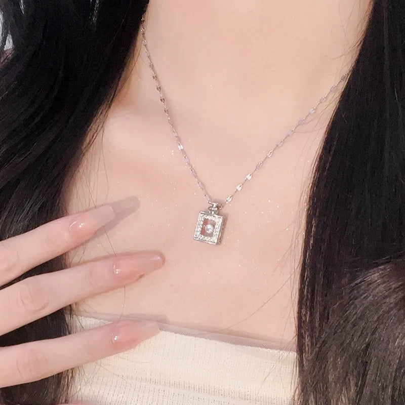 Perfume Bottle Pendant Zircon Necklaces