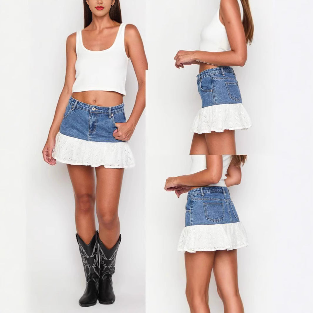Casual Versatile High-waisted Denim Skirt For Women