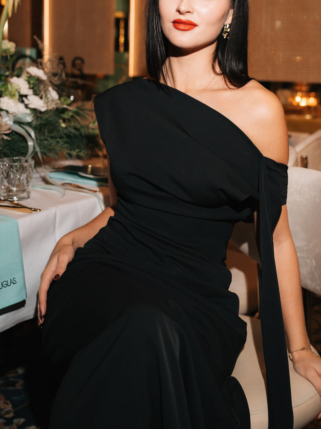 Black One-shoulder Backless Maxi Dress