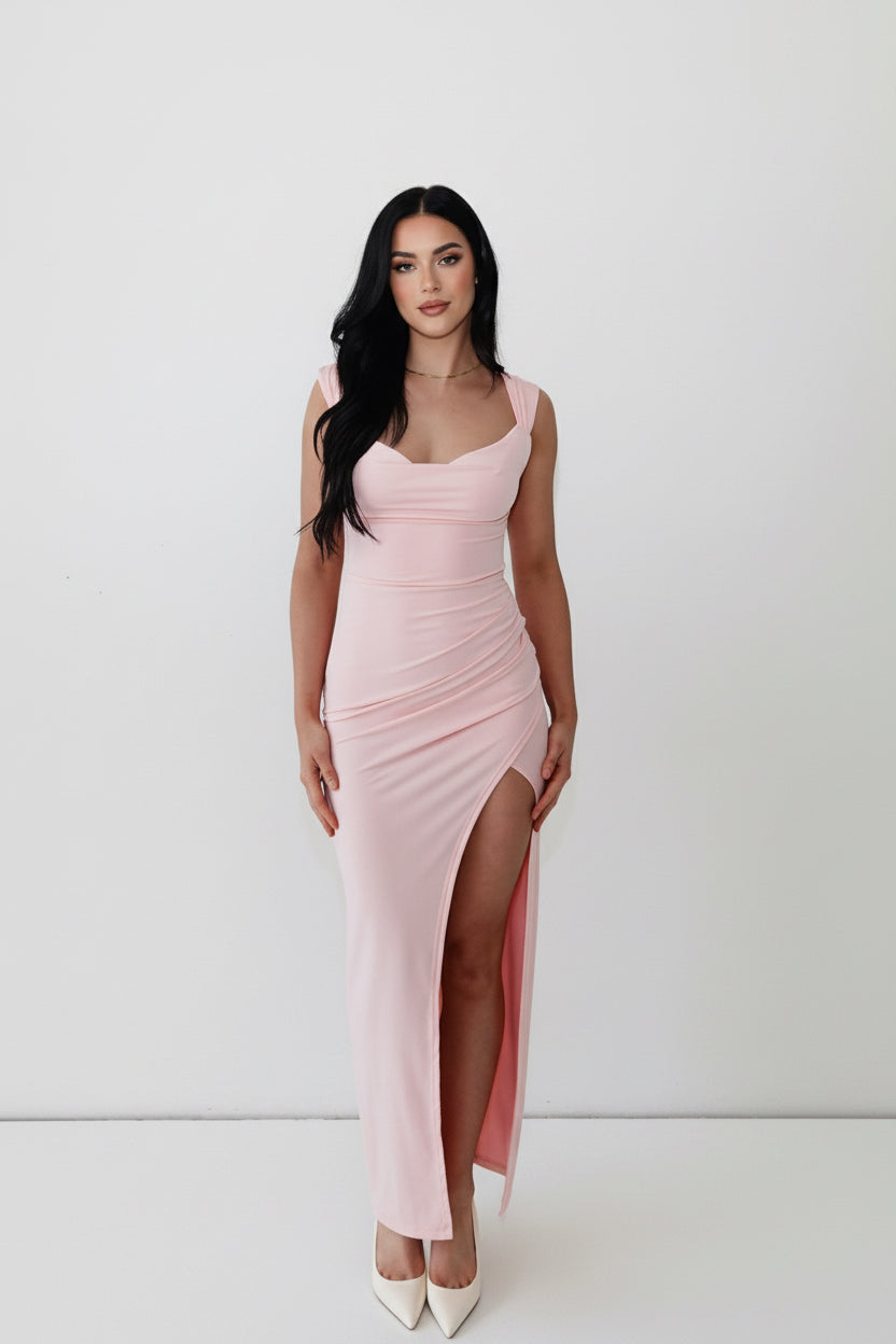 Slim Sleeveless Slit Dress With Back Tie Design Fashion Temperament Dresses For Women Clothing