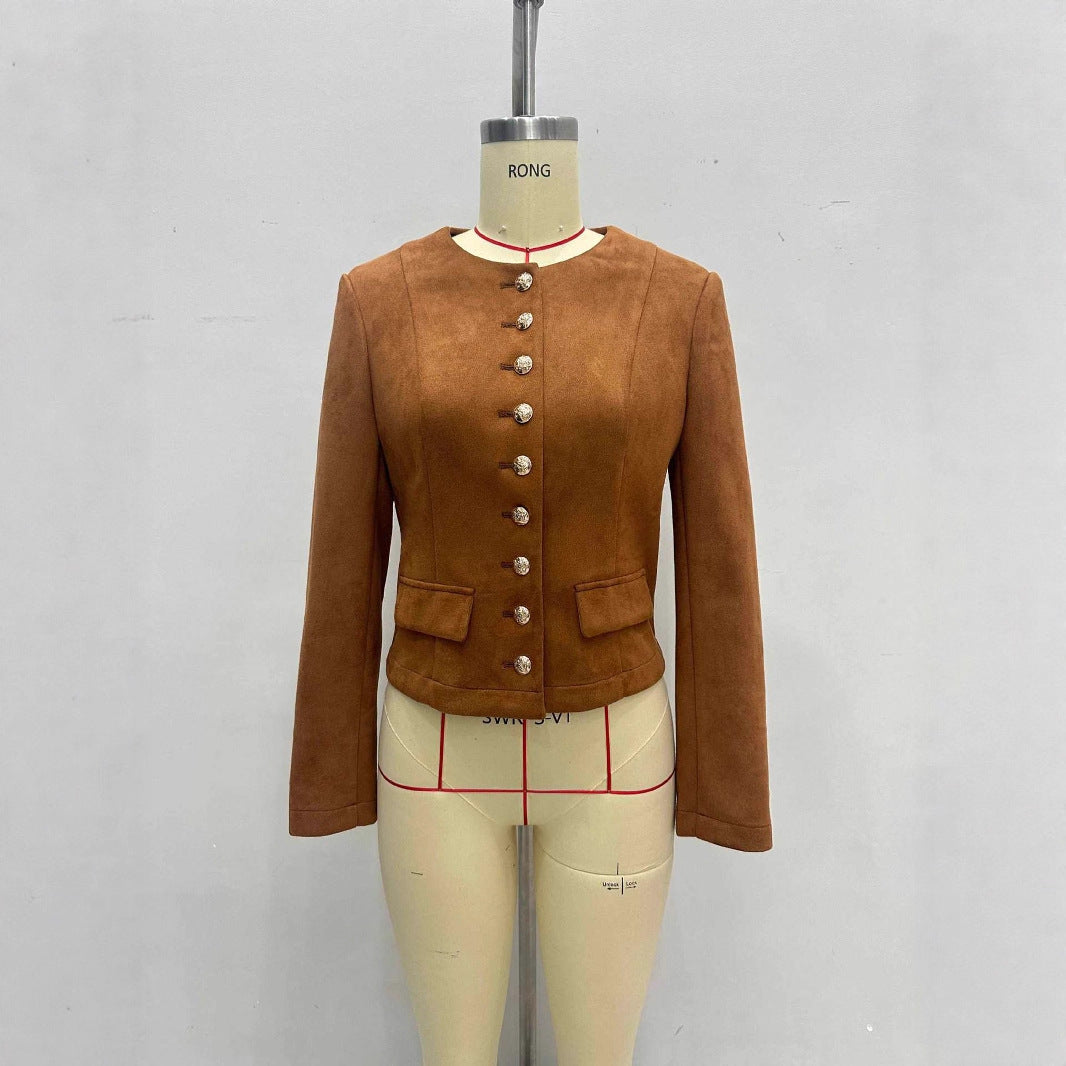 Single-breasted Short All-match New Suede Jacket