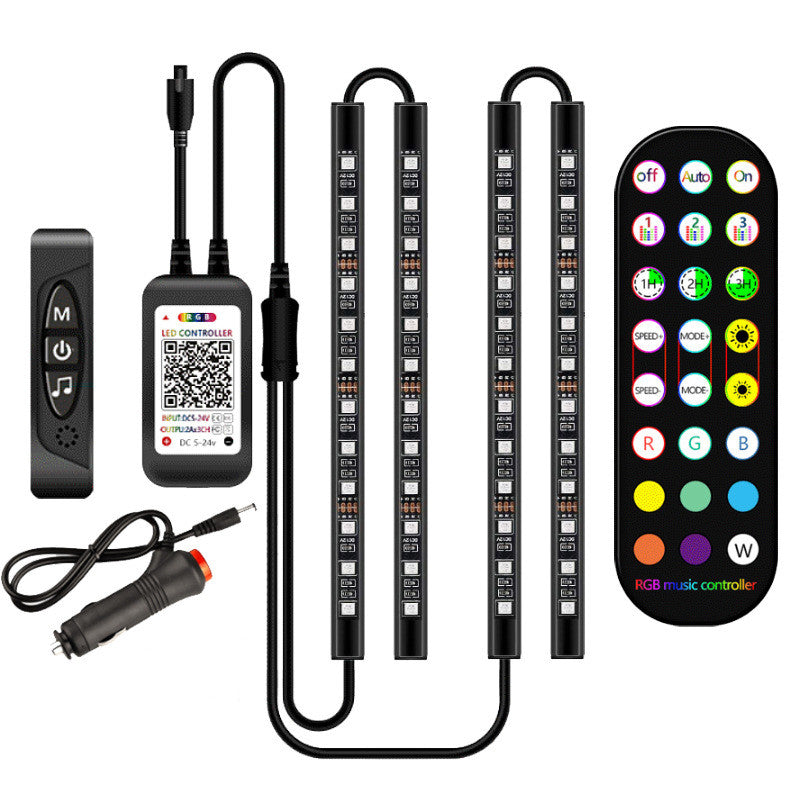 Styling Decorative Lamp LED Car Interior Light Waterproof Ambient Lamp Of Wireless Remote Music Control Car RGB Strip Lights