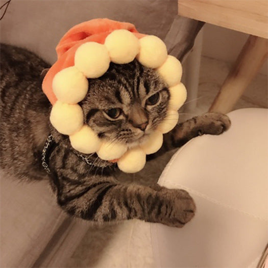 Pet Headgear Cute Dog Teddy Dress Up SUNFLOWER Cat Headdress Wig Cat Headgear Hat
