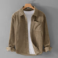 Winter Corduroy Shirt With Pocket Fashion Lapel Button Long Sleeve Top Men's Clothing