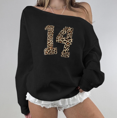 Trendy printed digital patch hoodie for autumn fashion, loose and casual edition, fringed round neck top