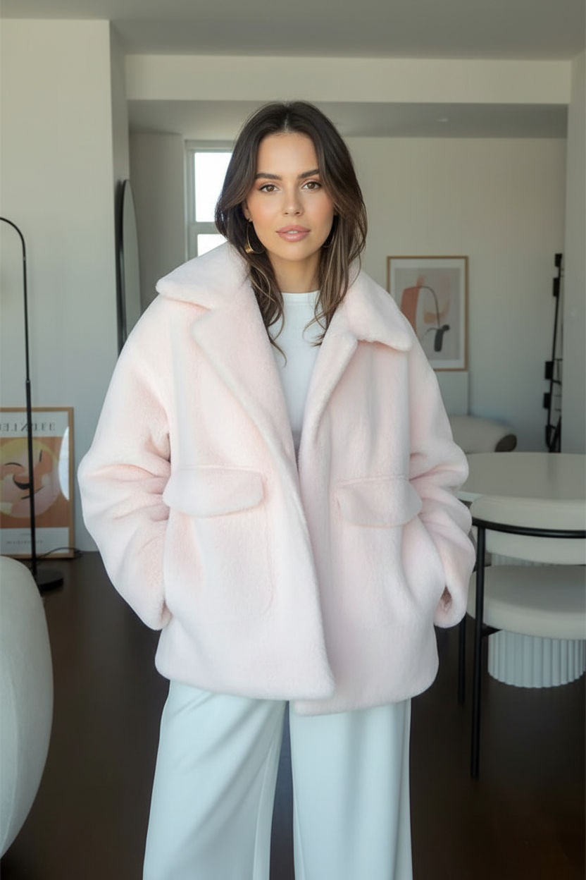Loose Lapel Furry Coat