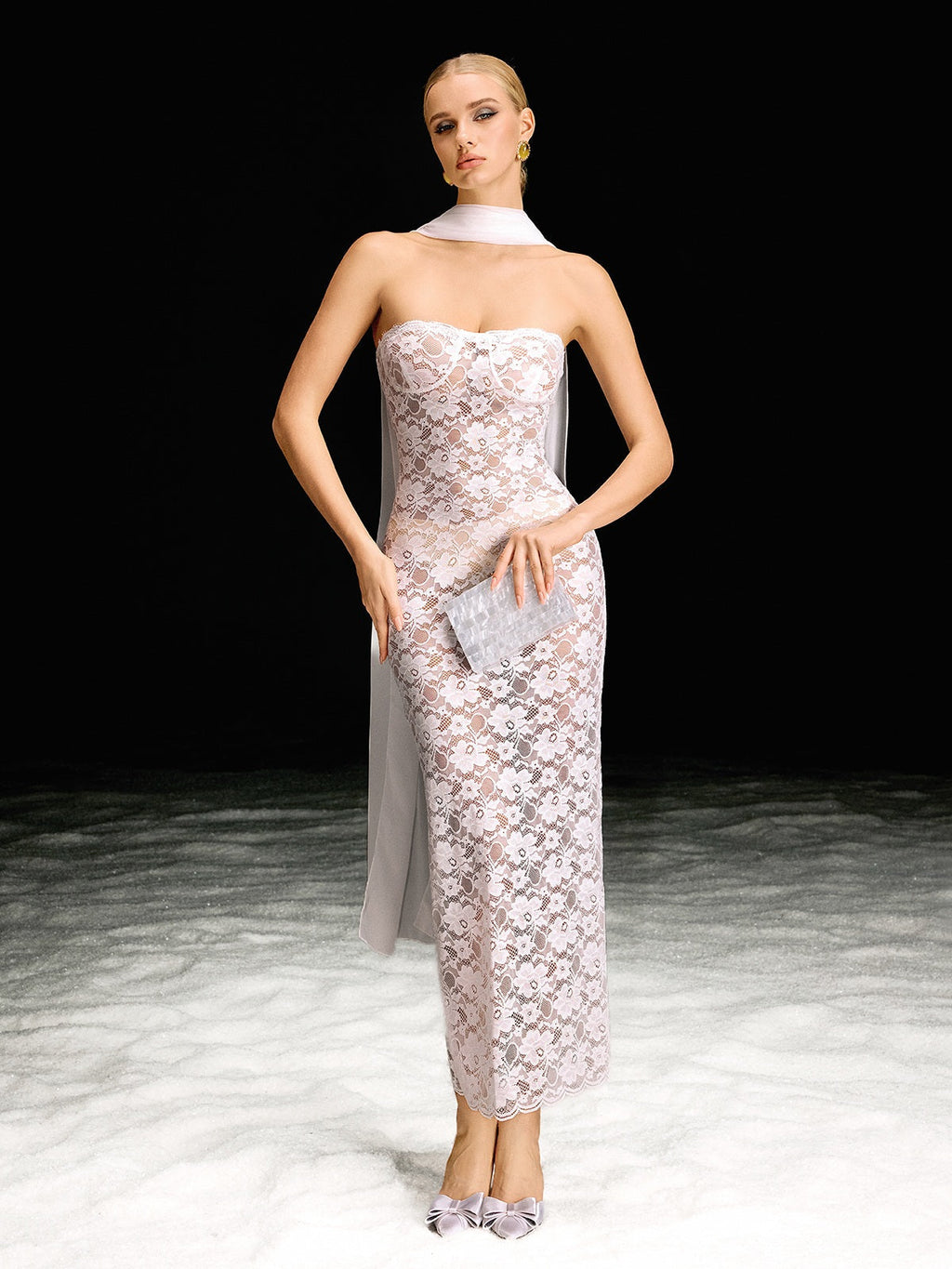Barney Strapless Lace Maxi Dress