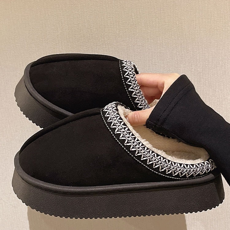 Suede Cotton Slippers Women Autumn Winter