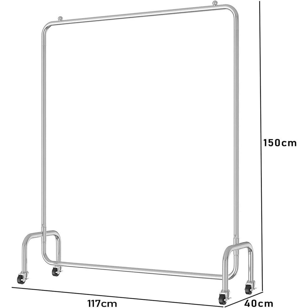 Vivo Technologies Heavy Duty Clothes Rail Freestanding Garment Rail Metal Clothes Rack on Wheels Clothing Rail Holds 100 kg for Shop Home Office Bedroom Laundry Room Indoor