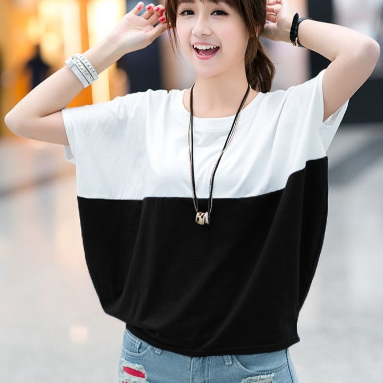 Loose-fitting Batwing Sleeve Shirt Student Women's Short Sleeve