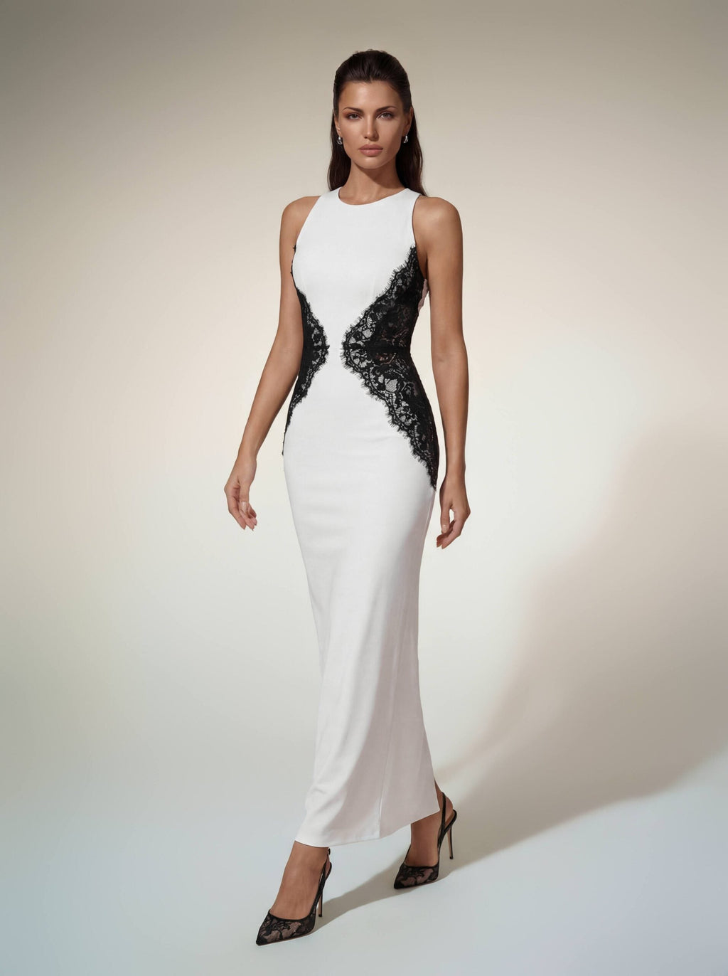 Belah Halterneck Lace Maxi Dress