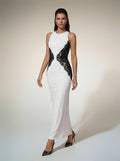 Belah Halterneck Lace Maxi Dress