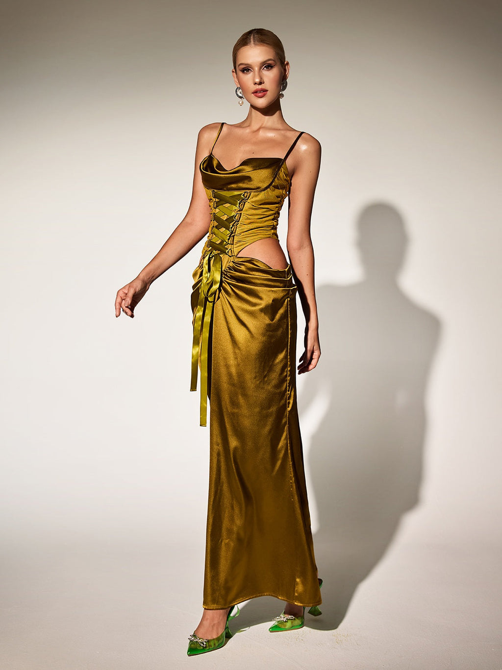 Bellissa Spaghetti Cutout Maxi Dress