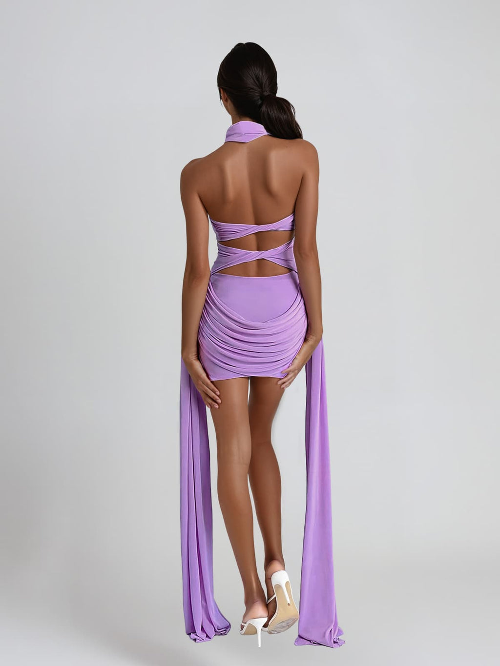 Belvarith Halterneck Draped Mini Dress