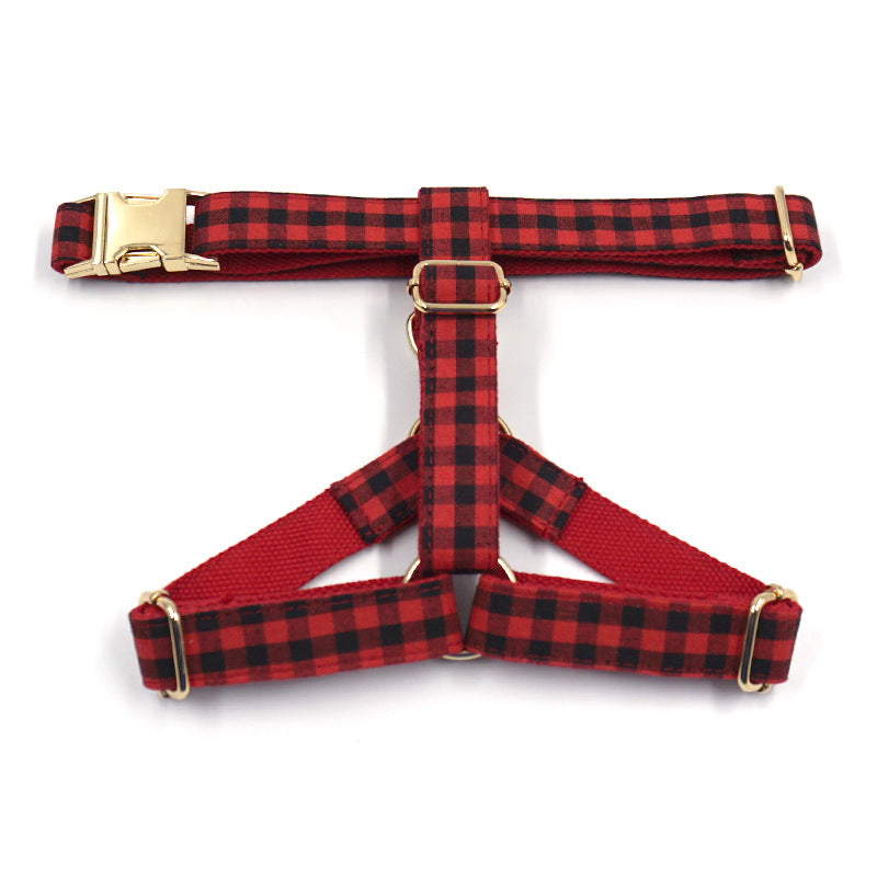 Red And Black Plaid Gold Buckle Pet Chest And Back Cover