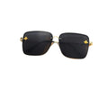 ZXRCYYL Fashion Square Glasses with Bee Detail, Metal Frame, Gradient AC Lens, Unisex Eyewear