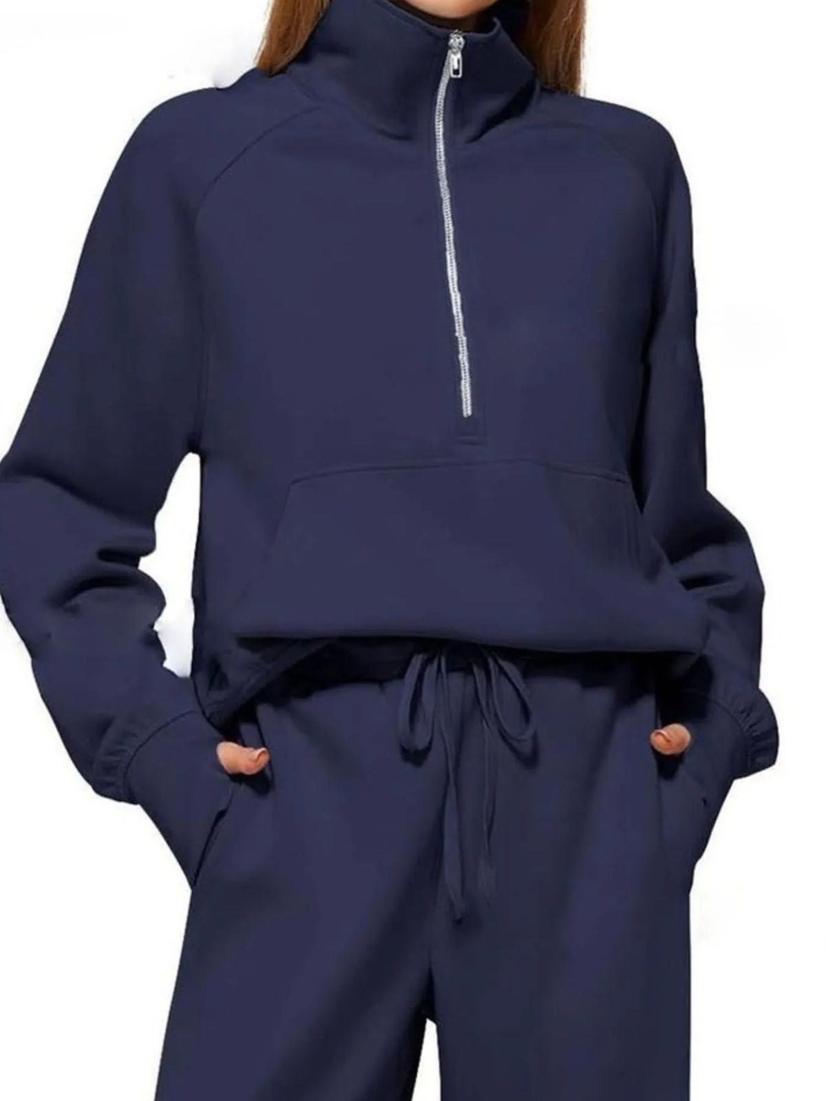 Half Zip Long Sleeve Top and Pants Set