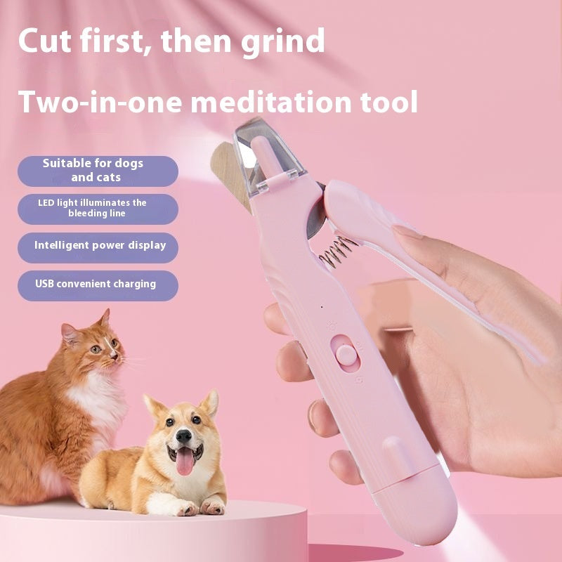 2 In 1 Pet Nail Clippers With Led Light Dog Cat Special Blood Line Scissors Multifunction Animals Paw Nail Trimmer Pet Supplies
