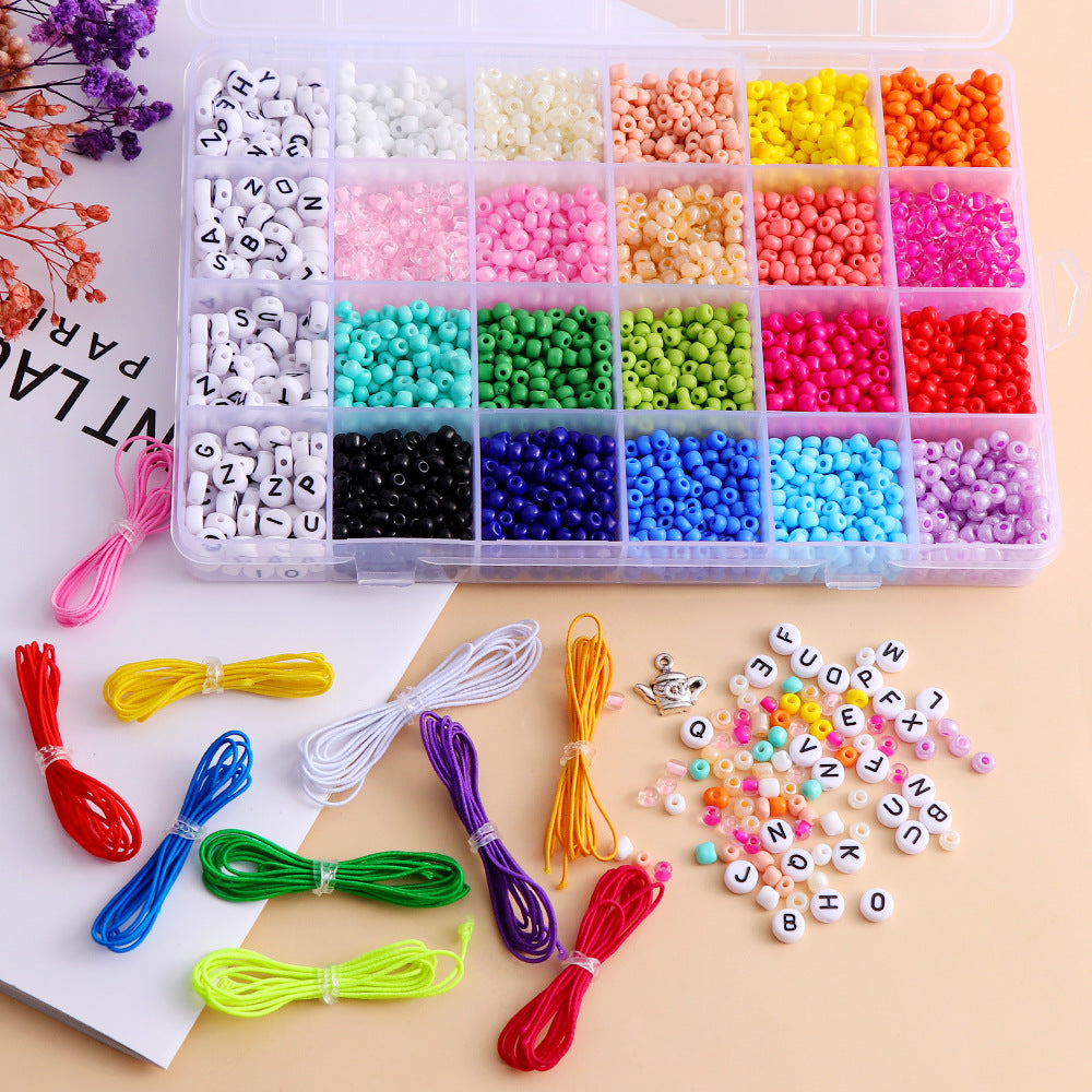 Colored Letter Beads Glass Rice Handmade Necklace
