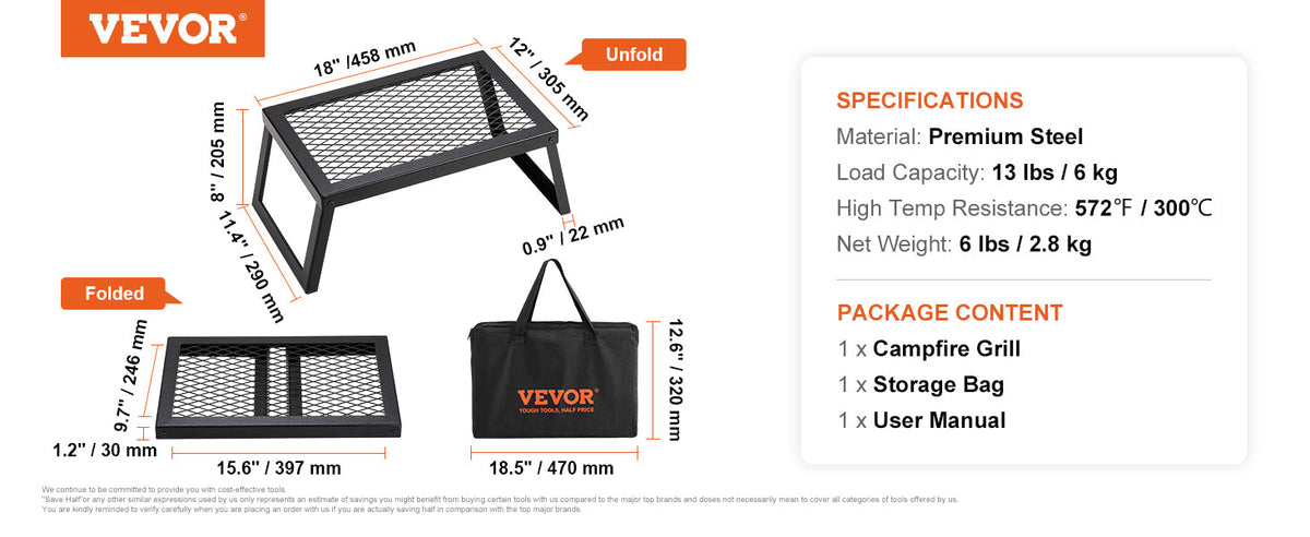 VEVOR 18/24in Barbecue Charcoal Grill Outdoor Home Appliance for Outdoor Cooking Camping Picnics Beach